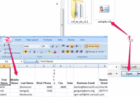 open vcf file in excel